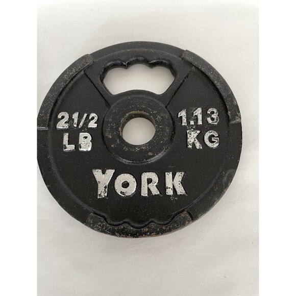 Set of 2 YORK 2 ½ lb. Iron Finger Grip Barbell Weight Plates - Picture 2 of 7